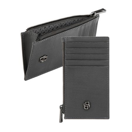Portfel na karty z zamkiem Double B Saffiano Grey Szary HLK526H 