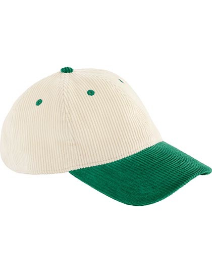 Sztruksowa czapka z kontrastowym daszkiem Natural / Bottle Green CB690-1398368 