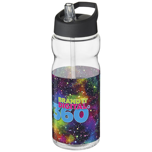 Bidon H2O Base® o pojemności 650 ml z wieczkiem z słomką Przezroczysty-Czarny 21004900 (1)