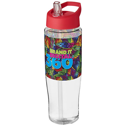 Bidon H2O Tempo® o pojemności 700 ml z wieczkiem z słomką Przezroczysty-Czerwony 21004425 (1)