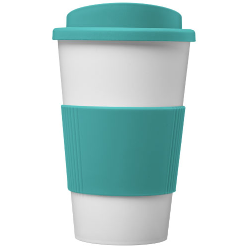 Kubek termiczny z serii Americano® o pojemności 350 ml z uchwytem Biały-Akwamarynowy 21000229 (2)