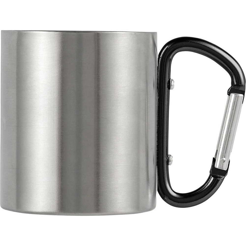 Metalowy kubek 185 ml z karabińczykiem Czarny V0646-03 (3)