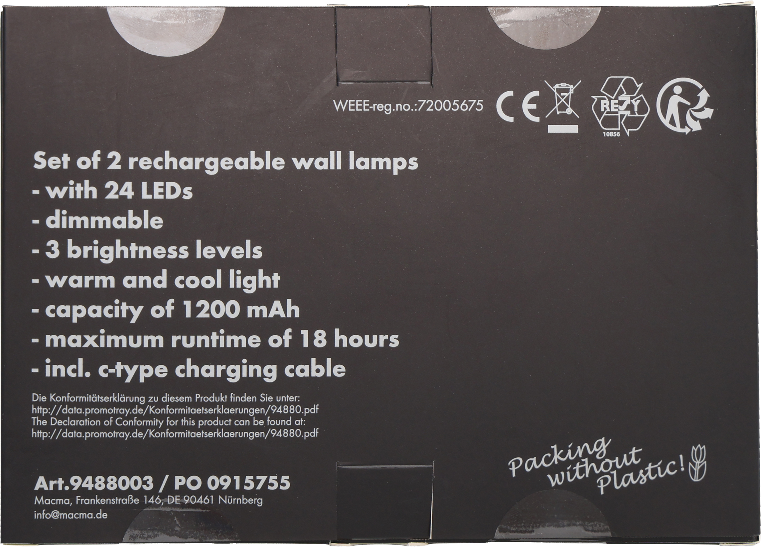 Lampy ścienne 2 szt. CrisMa HEDWIG Czarny 9488003 (10)