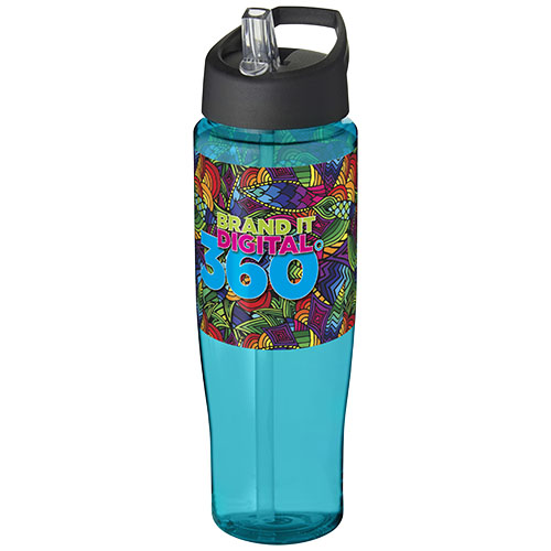 Bidon H2O Tempo® o pojemności 700 ml z wieczkiem z słomką Turkusowy niebieski-Czarny 21004405 (1)