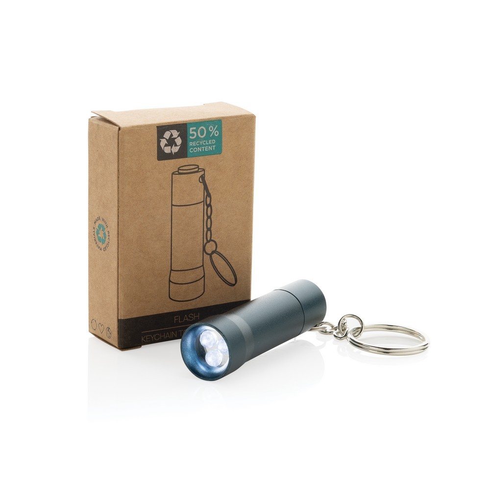 Brelok do kluczy z aluminium z recyklingu, latarka Flash Niebieski P514.0405 (8)