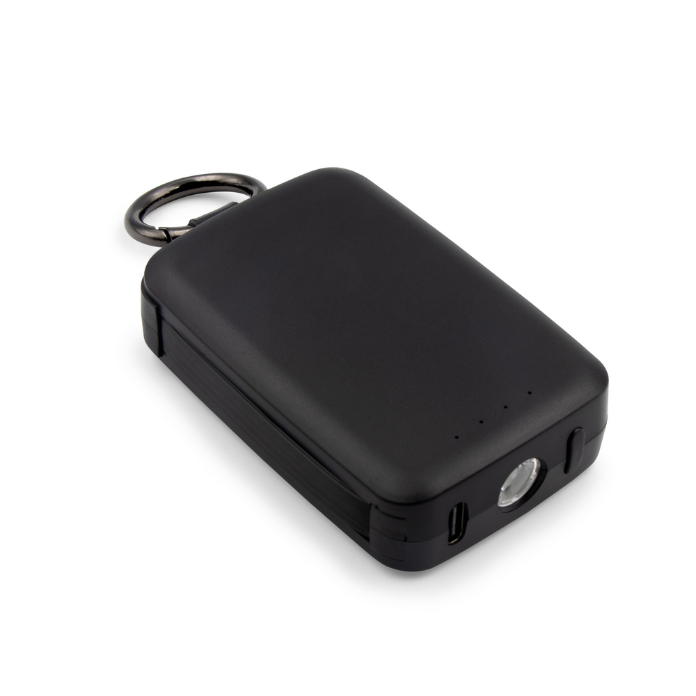 Power bank 4000 mAh, karabińczyk i lampka 1W | Dimetrice Czarny VA109-03 (3)