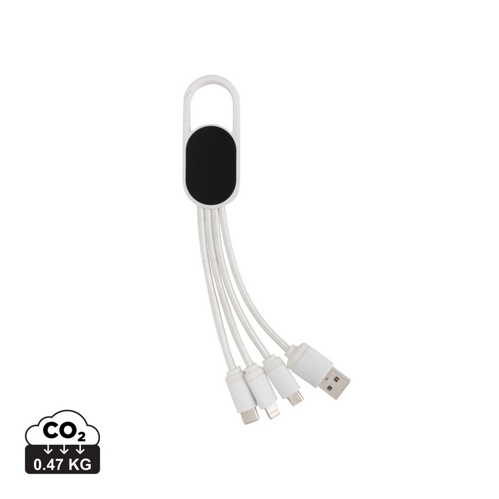 Kabel do ładowania 4 w 1 z karabińczykiem Biały P302.073 (5)