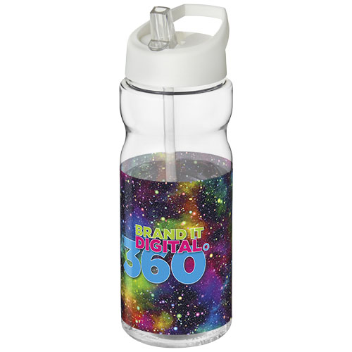 Bidon H2O Base® o pojemności 650 ml z wieczkiem z słomką Przezroczysty-Biały 21004907 (1)