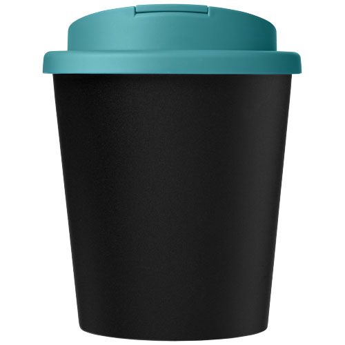 Kubek Americano® Espresso Eco z recyklingu o pojemności 250 ml z pokrywą odporną na zalanie  Czarny-Turkusowy niebieski 21045508 (2)