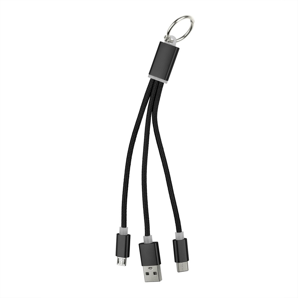 Kabel do ładowania, brelok do kluczy Czarny V0345-03 (1)
