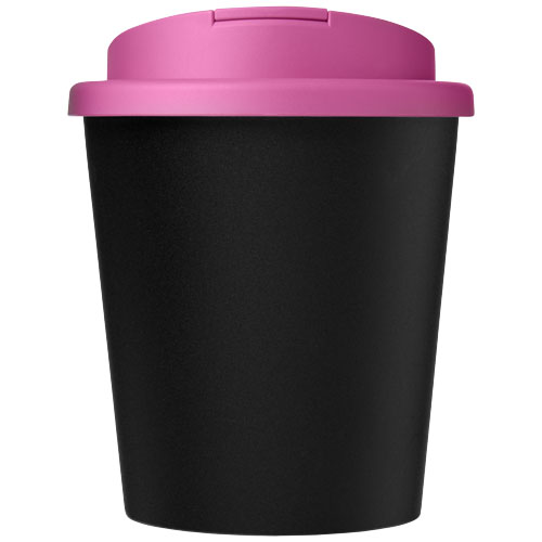 Kubek Americano® Espresso Eco z recyklingu o pojemności 250 ml z pokrywą odporną na zalanie  Czarny-Magenta 21045510 (2)