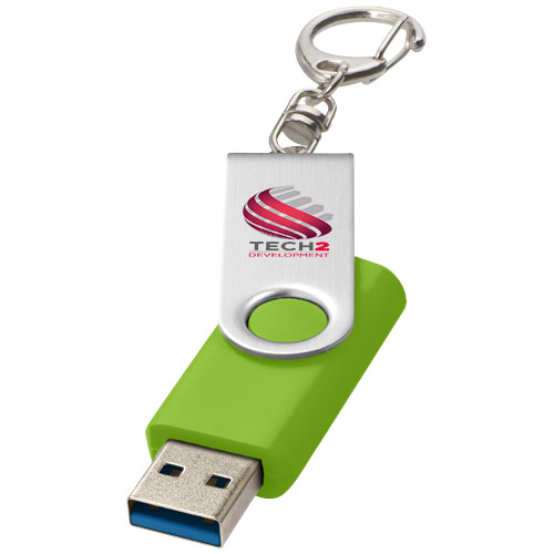 Rotate pendrive wyposażony w interfejs USB 3.0 z łańcuchem do kluczy Limonkowy 1Z50763N (1)