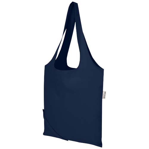 Madras Blend - torba na zakupy, wykonana z recyklingowanej baweły o gramaturze 140 g/m² posiadającej certyfikat GRS, składana Granatowy 12080555 (4)