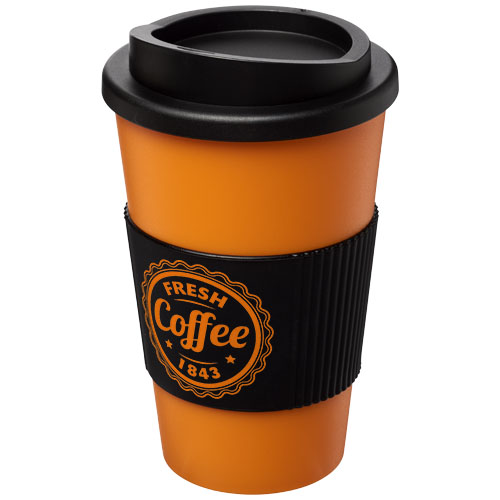Kubek termiczny z serii Americano® o pojemności 350 ml z uchwytem Pomarańczowy-Czarny 21000222 (1)
