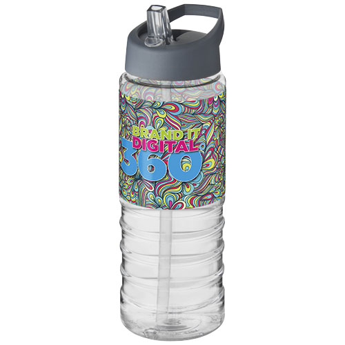 Bidon H2O Treble o pojemności 750 ml z wieczkiem z dzióbkiem Przezroczysty-Burzowy szary 21087714 (1)