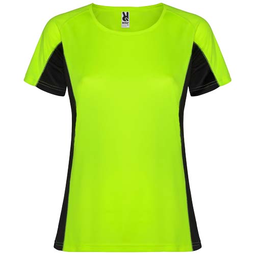 Shanghai sportowa koszulka damska z krótkim rękawem Fluorescencyjna zieleń-Czarny R66489G1 