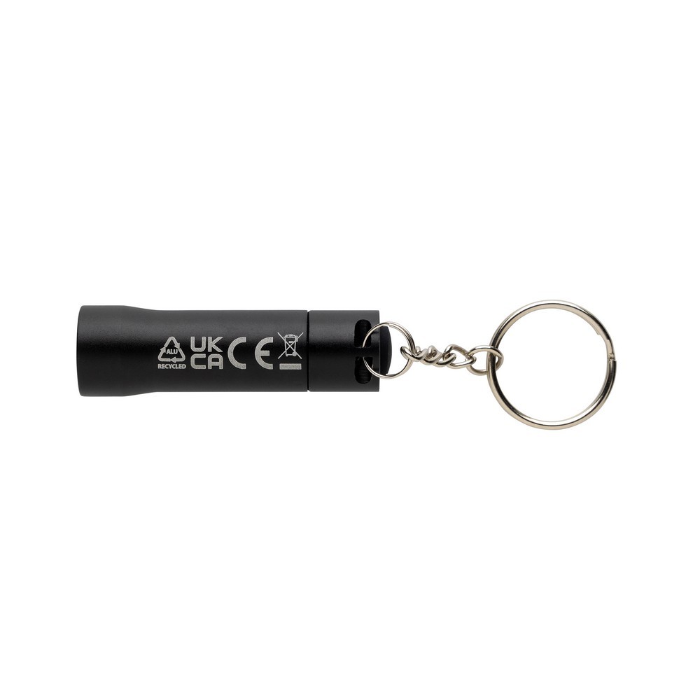 Brelok do kluczy z aluminium z recyklingu, latarka Flash Czarny P514.0401 (2)
