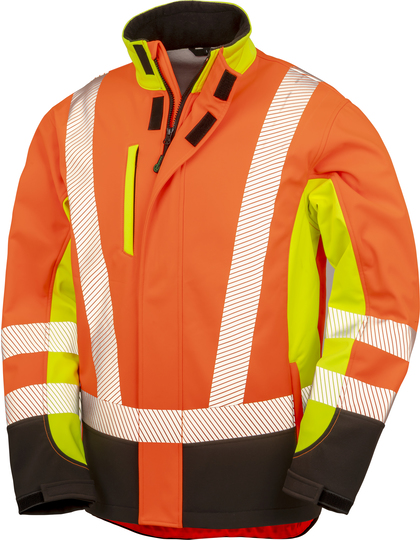 Kurtka Softshell Odblaskowa Oddychająca - Fluorescent Yellow & Fluorescent Orange & Black Fluorescent Yellow RT506-808154 (1)