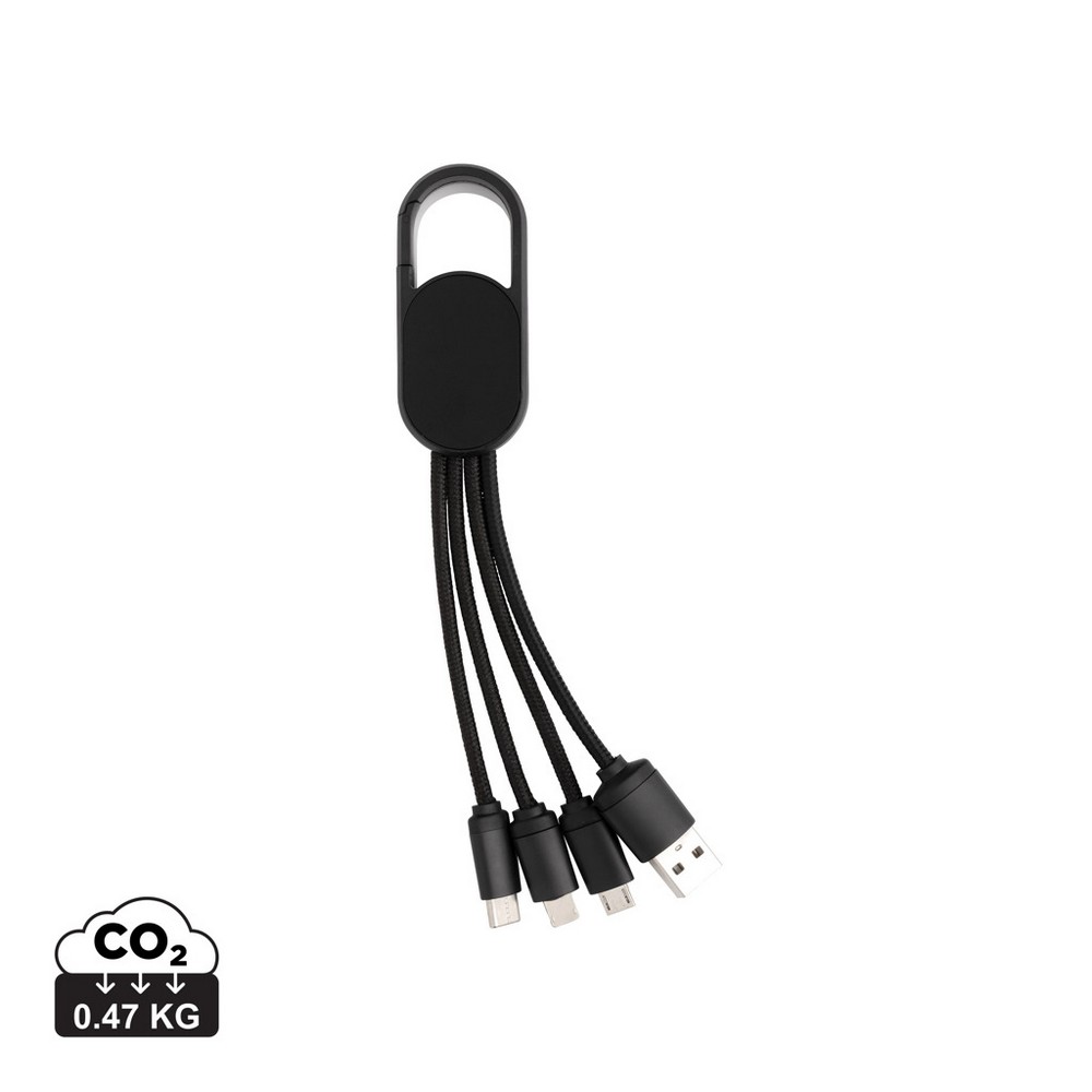 Kabel do ładowania 4 w 1 z karabińczykiem Czarny P302.071 (6)