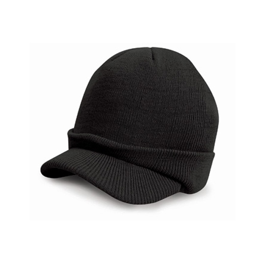 Czapka Dzianinowa Akrylowa z Daszkiem Black RC60-457832 