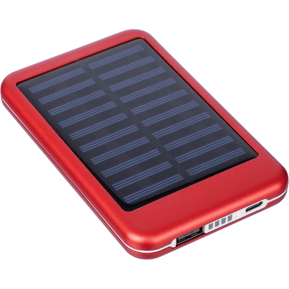 Power bank 4000 mAh z ładowarką słoneczną Czerwony VA274-05 (2)