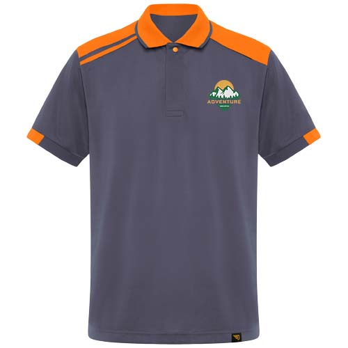Samurai 160 g/m2 antybakteryjna koszulka polo unisex z krótkim rękawem  Ołowiowy-Pomarańczowy R8410E61 (1)