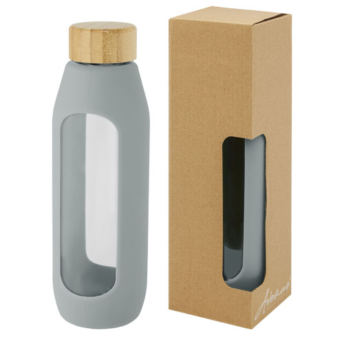 Gadżet reklamowy - Tidan Butelka z borokrzemianowego szkła o pojemności 600 ml z silikonowym uchwytem