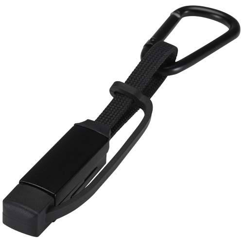 Kabel ładujący Algieba 65 W 3 w 1 wykonany z recyklingowanego aluminium, z karabińczykiem Czarny 12449790 (4)