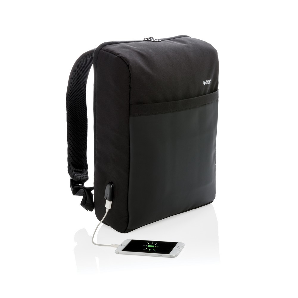 Plecak chroniący przed kieszonkowcami Swiss Peak Czarny P762.371 (1)