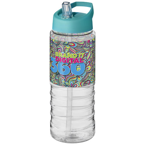 Bidon H2O Treble o pojemności 750 ml z wieczkiem z dzióbkiem Przezroczysty-Turkusowy niebieski 21087705 (1)