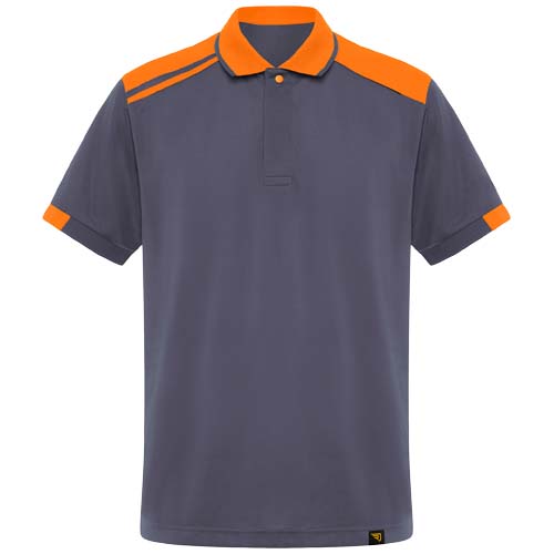 Samurai 160 g/m2 antybakteryjna koszulka polo unisex z krótkim rękawem  Ołowiowy-Pomarańczowy R8410E61 