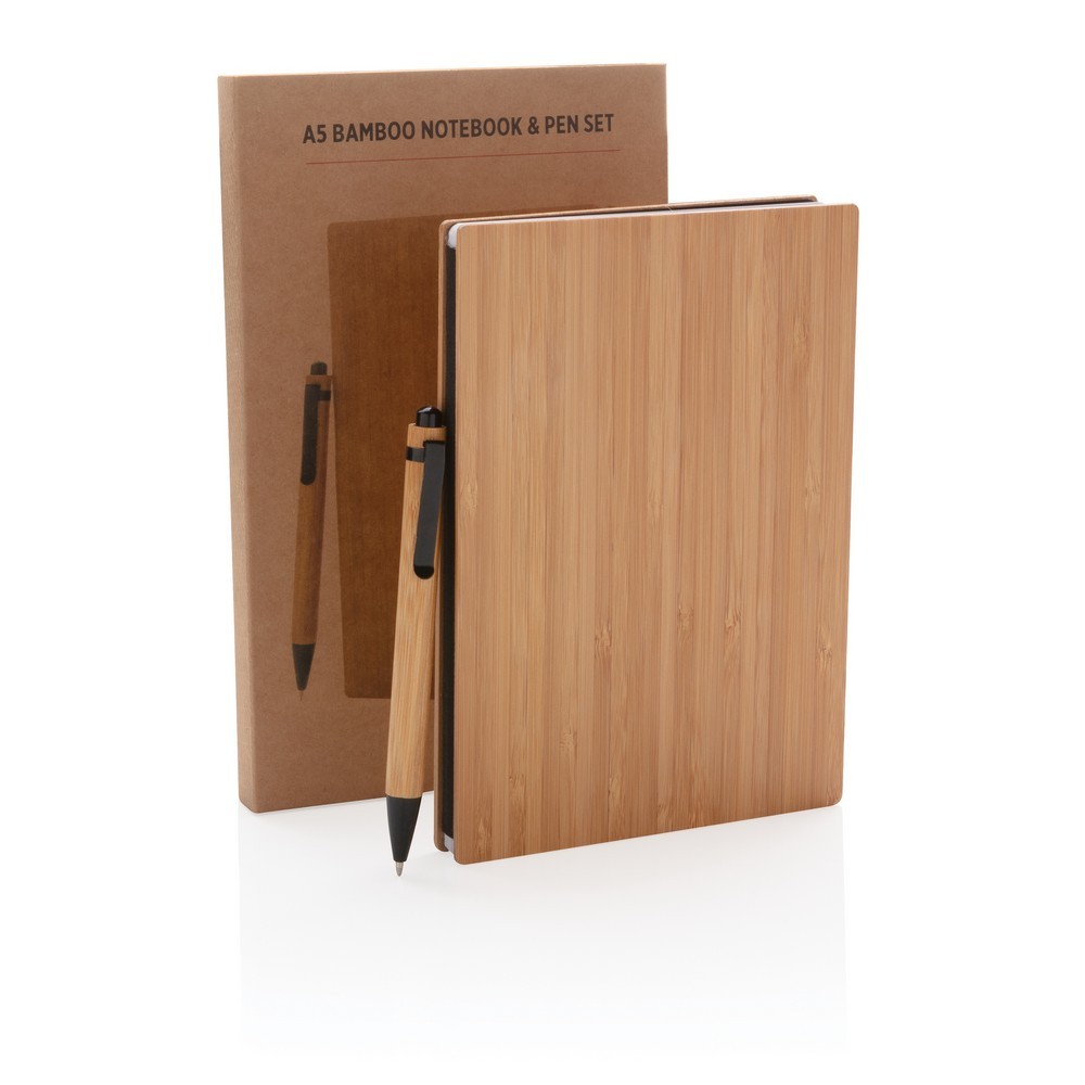 Bambusowy notatnik A5 z bambusowym długopisem Brązowy P772.159 (6)