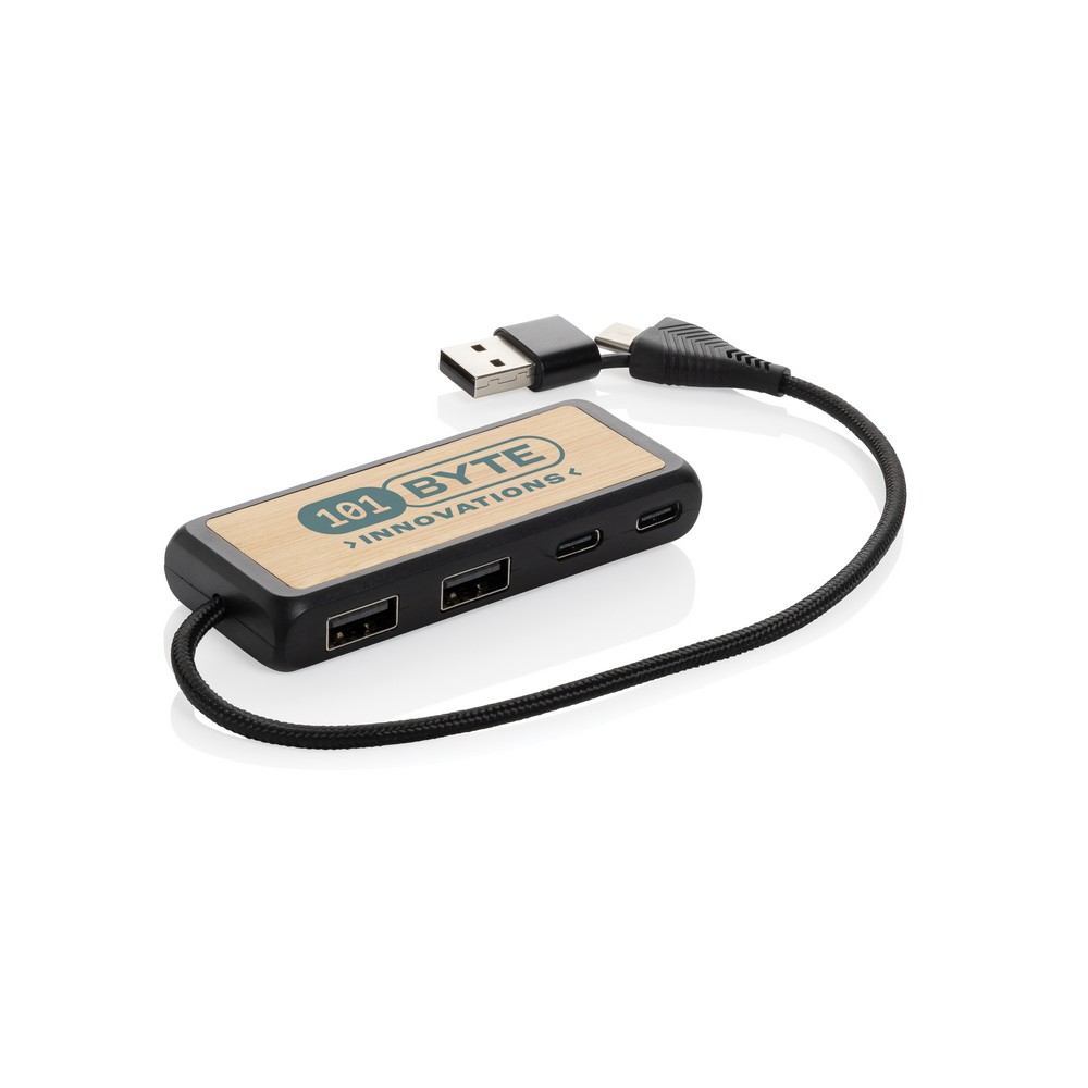 Hub USB, plastik z recyklingu Czarny P308.5601 (2)