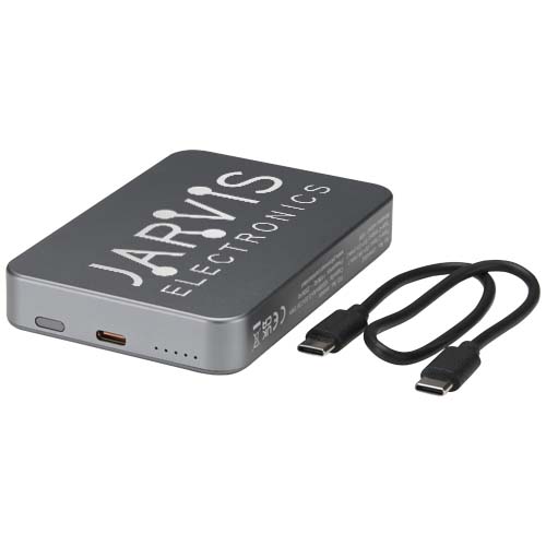 Powerbank Avis 10 000 mAh z recyklingowanego aluminium, z wbudowanym magnesem  Metaliczny grafitowy 12444582 (1)