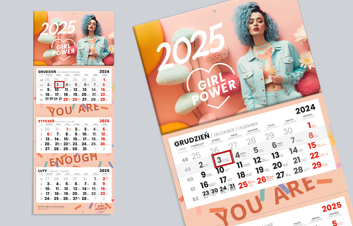 Gadżet reklamowy - 50x Kalendarz trójdzielny z wypukłą główką i gąbką