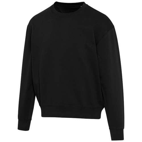 Boris 280 g/m2 sweter unisex z organicznego materiału z certyfikatem OCS o luźnym kroju i z okrągłym dekoltem Czarny 3956490A 