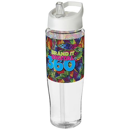 Bidon H2O Tempo® o pojemności 700 ml z wieczkiem z słomką Przezroczysty-Biały 21004408 (1)