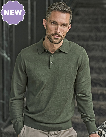 Koszulka Polo Męska Dopasowana Welna Poliakryl Black TJ6002-999394 (1)