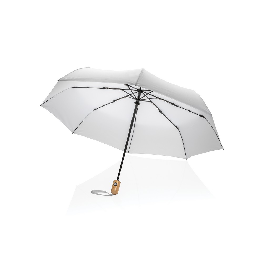 Bambusowy parasol automatyczny 21" AWARE™ RPET Biały P850.613 