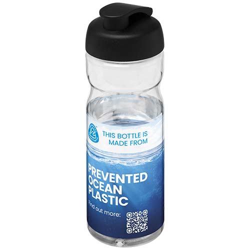 Bidon H2O Eco o pojemności 650 ml z wieczkiem zaciskowym Przezroczysty-Czarny 21009791 (1)