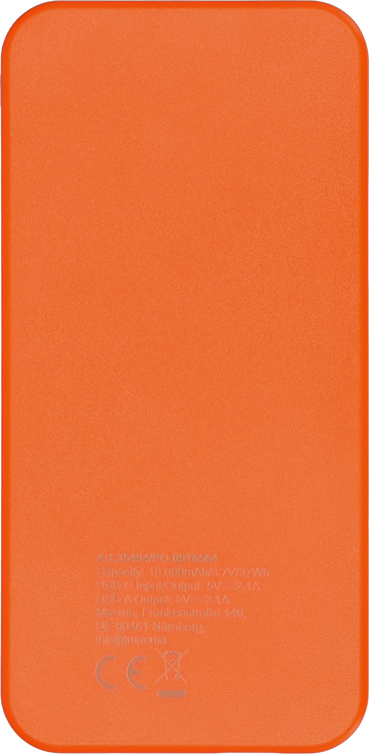 Power bank z ABS z recyklingu 10000 mAh PRESTON Pomarańczowy 3549410 (2)