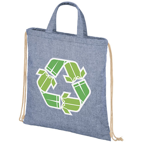 Plecak Pheebs z bawełnianym sznurkiem ściągającym z recyklingu o gramaturze 210 g/m² Melanż niebieski 12046050 (1)