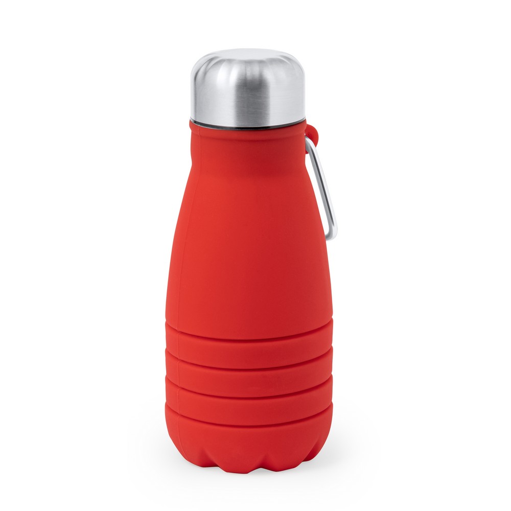 Składana butelka sportowa 550 ml z karabińczykiem Czerwony V1311-05 (2)
