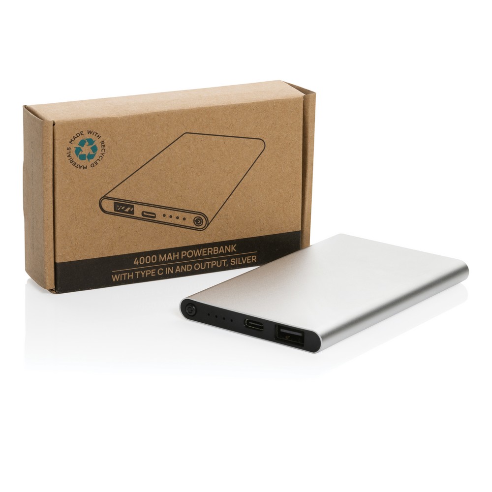 Power bank 4000 mAh z aluminium z recyklingu Srebrny P322.422 (9)