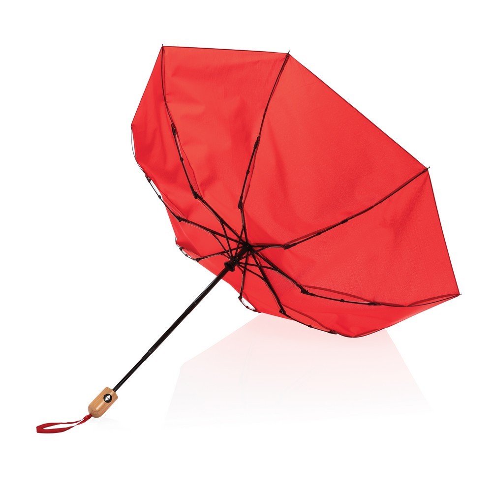 Bambusowy parasol automatyczny 21" AWARE™ RPET Czerwony P850.614 (2)
