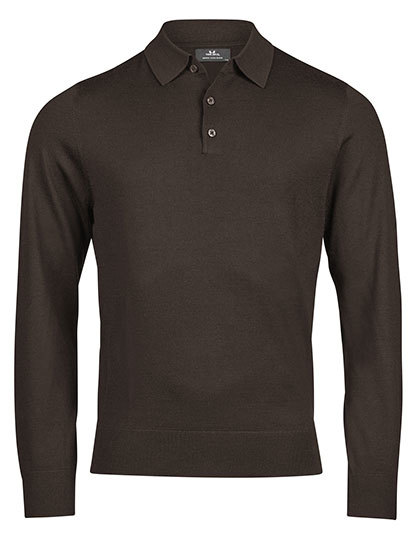 Koszulka Polo Męska Dopasowana Welna Poliakryl Mocha TJ6002-999400 