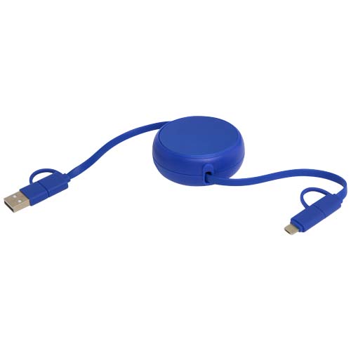 Alasia zwijany kabel do synchronizacji danych i szybkiego ładowania 5 w 1 45 W o długości 100 cm z tworzyw sztucznych i aluminium pochodzących z recyklingu Królewski niebieski 12442053 (5)