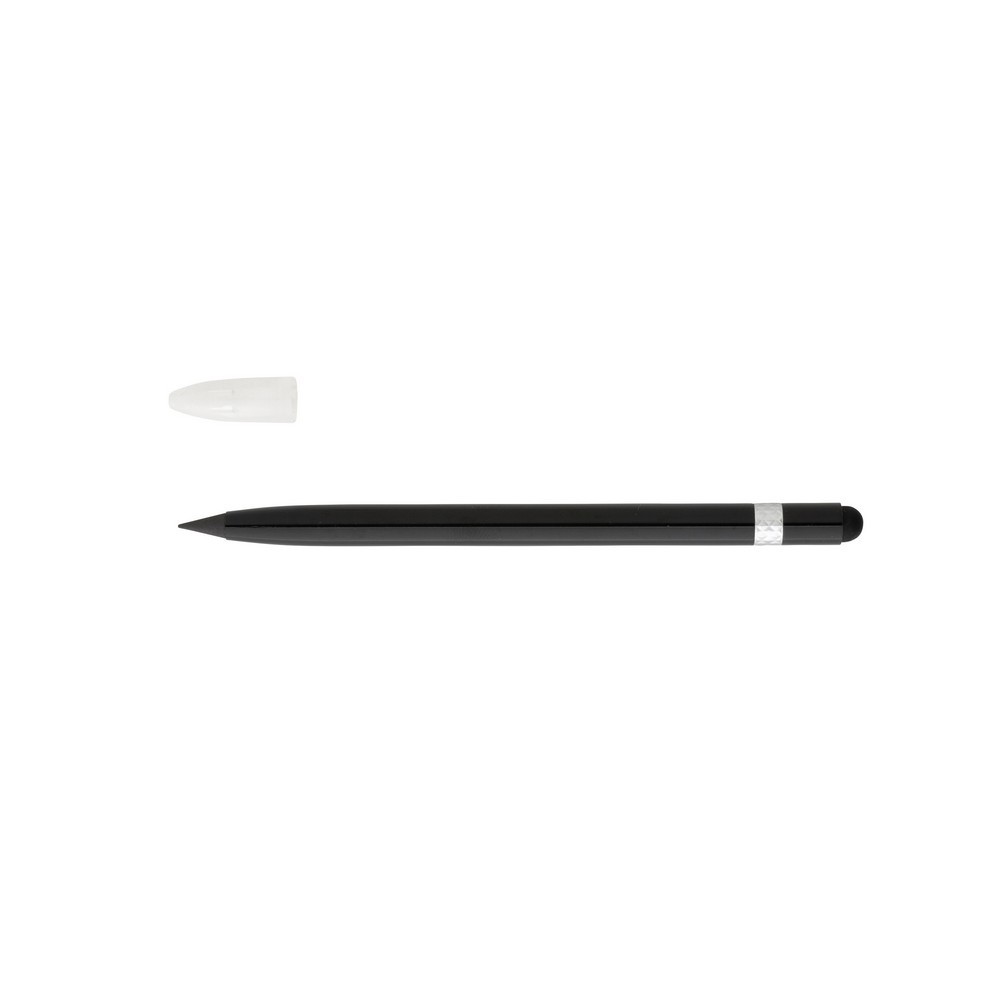 Aluminiowy "wieczny" ołówek z gumką Czarny P611.121 (1)