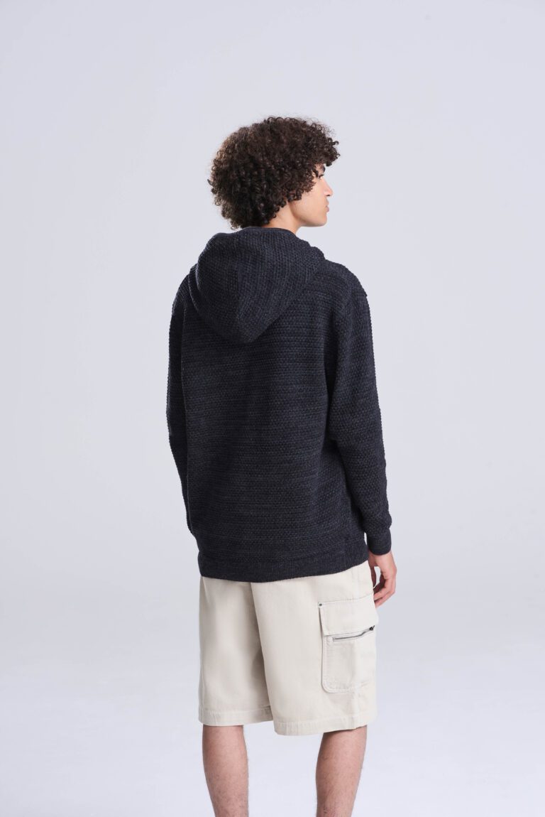 Bluza Klasyczna Dzianinowa z Recyklingu - Charcoal & Black Heather Grey EA080-496462 (4)
