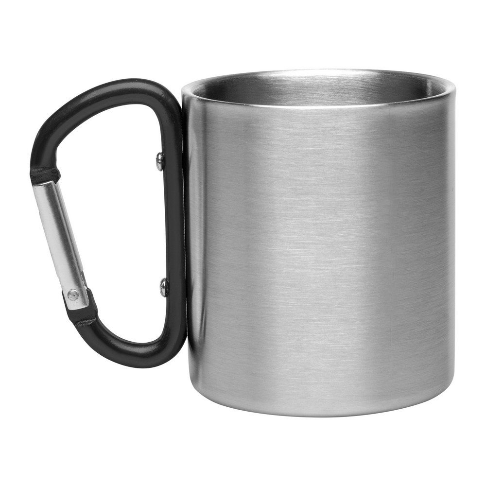 Metalowy kubek 210 ml z karabińczykiem | Easton Czarny V8437-03 (2)